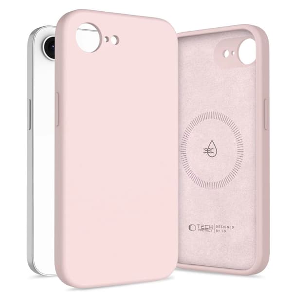 Tech-Protect iPhone 17e / 16e Skal MagSafe Silicone Pink Pearl