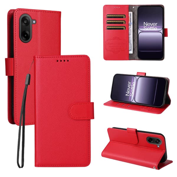 OnePlus Nord CE5 Plånboksfodral Läder Röd