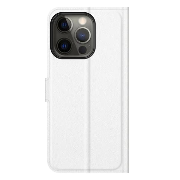 iPhone 13 Pro Max Fodral Litchi Läder Vit