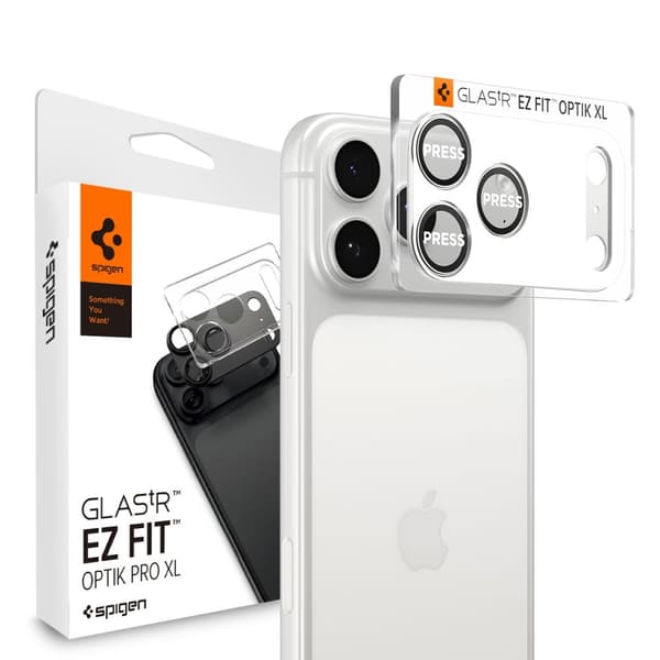 Spigen iPhone 17 Pro Linsskydd Optik Pro GLAS.tR "Ez Fit" Silver
