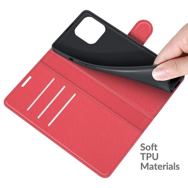 iPhone 13 Pro Max Fodral Litchi Läder Röd