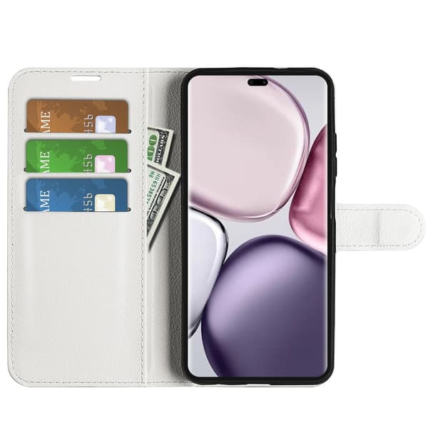 Honor Magic7 Lite Fodral Litchi Läder Vit
