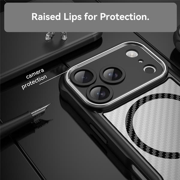 iPhone 17 Pro Skal MagSafe Kolfiber Textur Svart