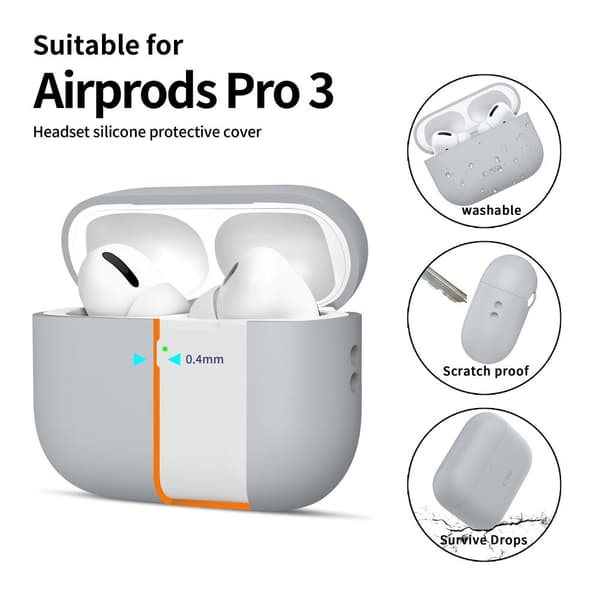 Tech-Protect AirPods Pro 3 Skal Silicone Crayon Grey