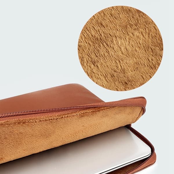 Läder Laptop Sleeve Med Mjukt Foder 14-15.4" Brun