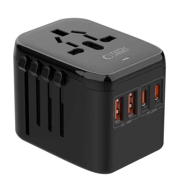Tech-Protect Reseadapter EU / UK / US / AU Svart