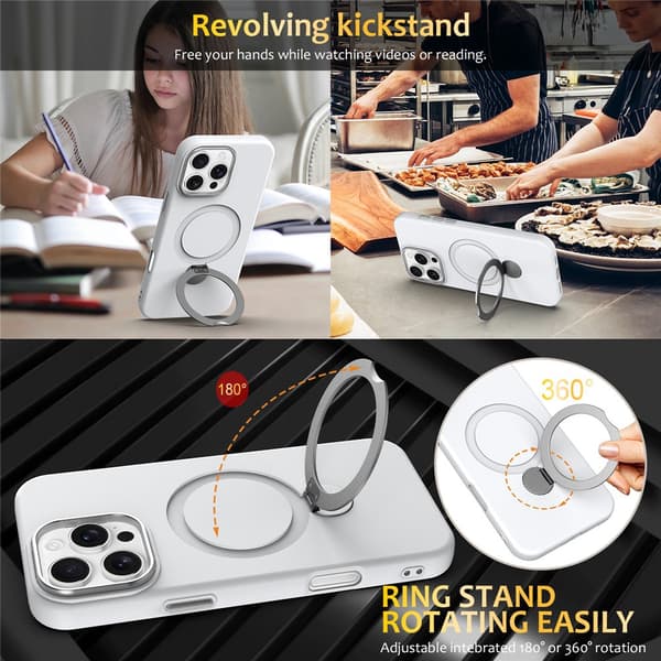iPhone 16 Pro Skal MagSafe Kickstand Hybrid Vit