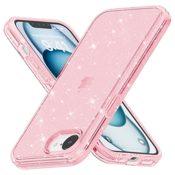 iPhone 17e / 16e Skal Glitter Shockproof Rosa