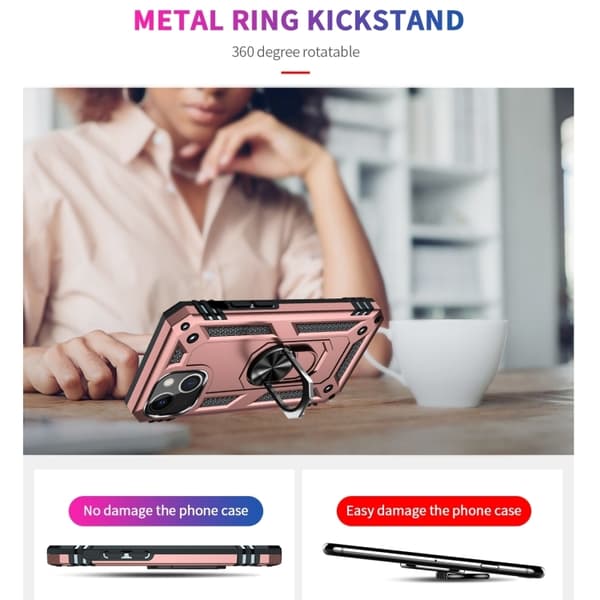 iPhone 14 Plus Skal Shockproof Ring Roséguld