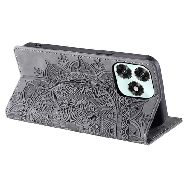 Honor X5c Plus Fodral Flip Mandala Läder Grå