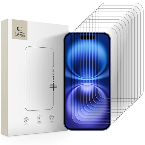 Tech-Protect iPhone 16/15/15 Pro 10-PACK Skärmskydd Härdat Glas