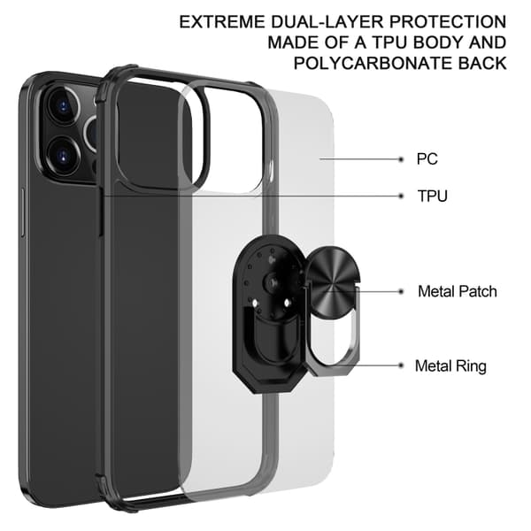 iPhone 14 Plus Skal Shockproof Ring Hybrid Röd