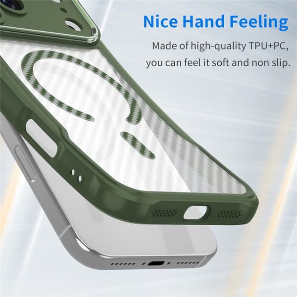 iPhone 17 Pro Max Skal MagSafe Kolfiber Textur Grön