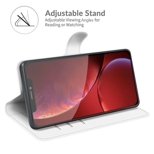 iPhone 13 Pro Max Fodral Litchi Läder Vit
