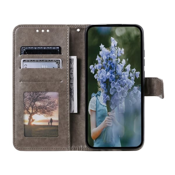 Samsung Galaxy S25 FE Fodral Mandala Läder Grå
