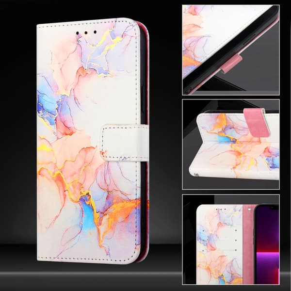 OnePlus 15 Fodral Läder Marmor Vit
