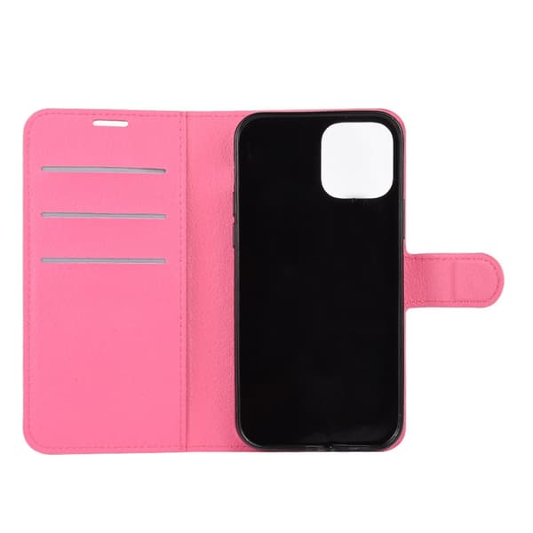 iPhone 12 Pro Max Fodral Litchi Läder Rosa