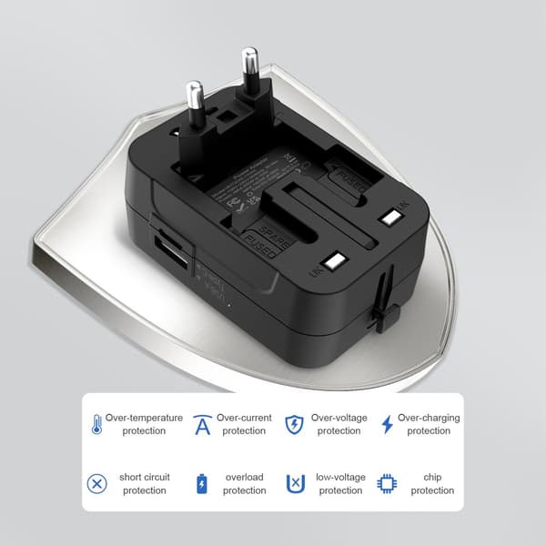 Tech-Protect Reseadapter EU / UK / US / AU Svart