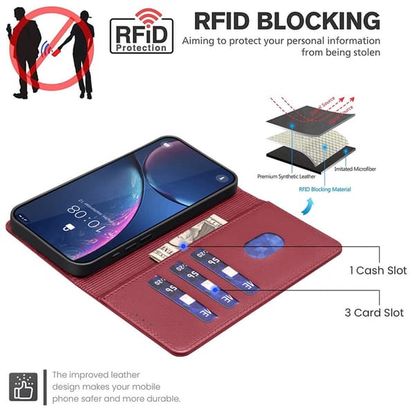 BINFEN Honor Magic7 Lite Fodral RFID Läder Röd