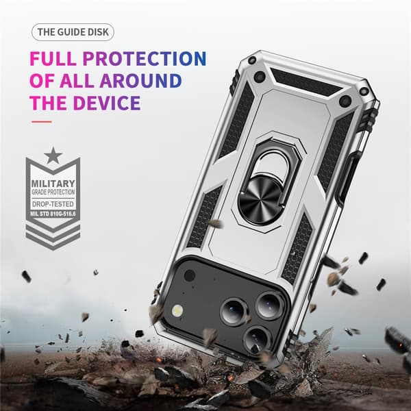 iPhone 17 Pro Max Skal Shockproof Hybrid Ring Silver