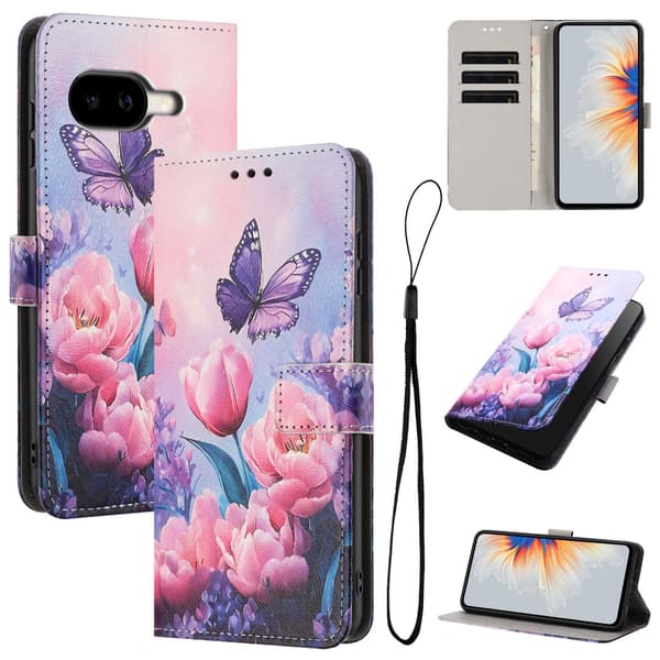 Google Pixel 10a Fodral Med Tryck Rosa Blommor
