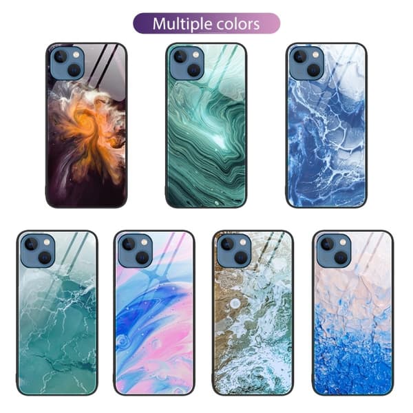 iPhone 14 Plus Skal Marmor Härdat Glas Tyfon