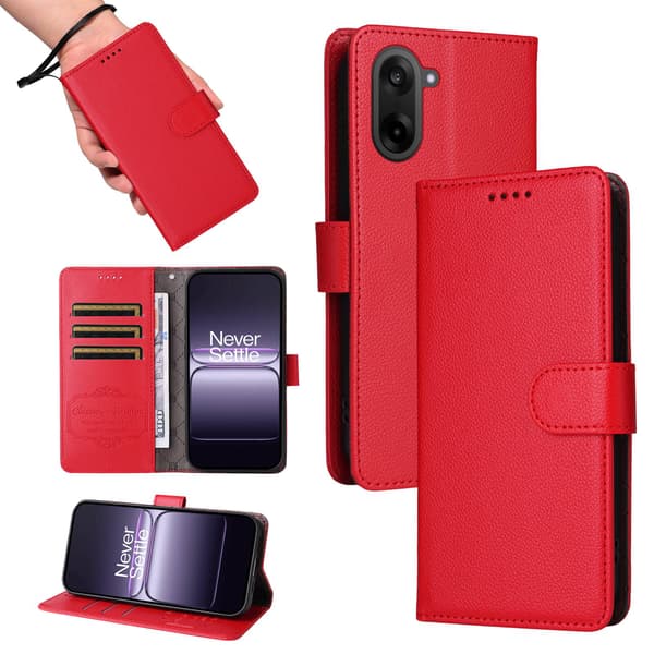 OnePlus Nord CE5 Plånboksfodral Läder Röd