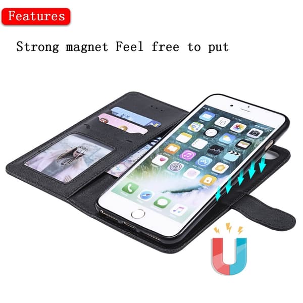 iPhone 6/6S Plus - 2in1 Magnet Skal / Plånboksfodral - Svart