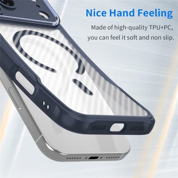 iPhone 17 Pro Max Skal MagSafe Kolfiber Textur Blå