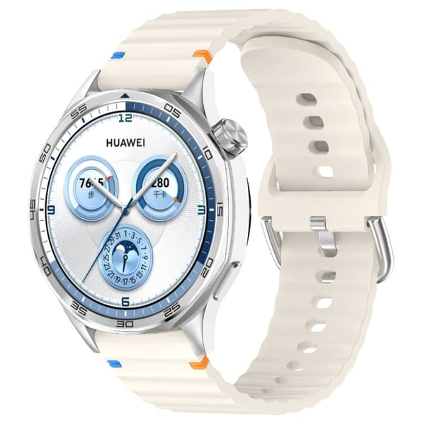 Klockarmband 20 mm Silikon Wave Design Beige