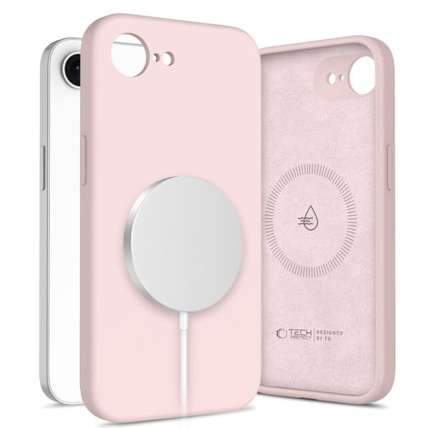 Tech-Protect iPhone 17e / 16e Skal MagSafe Silicone Pink Pearl