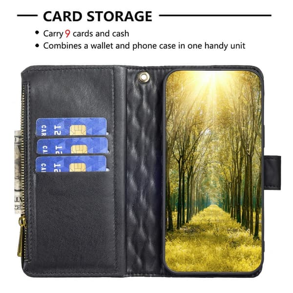 BINFEN Galaxy S23 FE Fodral Diamond Multifunktionell Svart