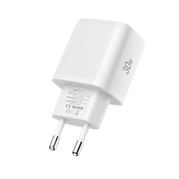 Tech-Protect 30W Väggladdare PD Inkl. USB-C - USB-C Kabel Vit