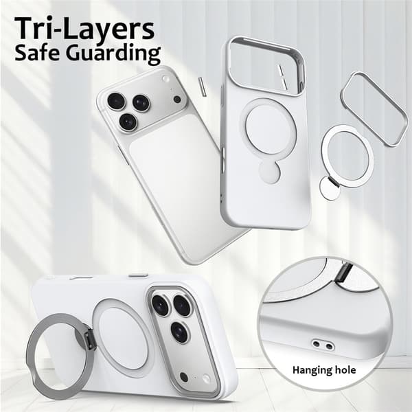 iPhone 17 Pro Max Skal MagSafe Kickstand Hybrid Vit