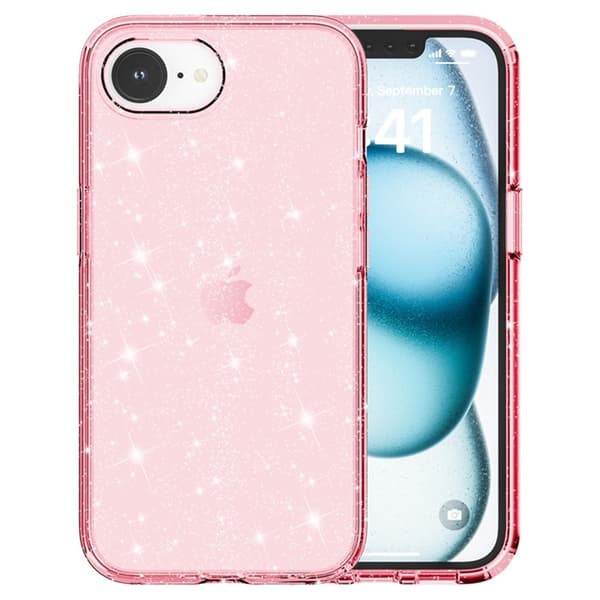 iPhone 17e / 16e Skal Glitter Shockproof Rosa