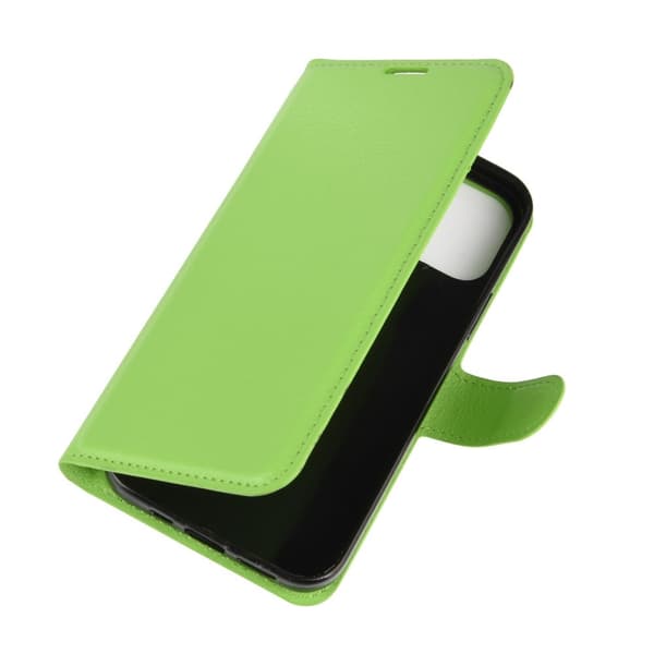 iPhone 12 Pro Max Fodral Litchi Läder Grön
