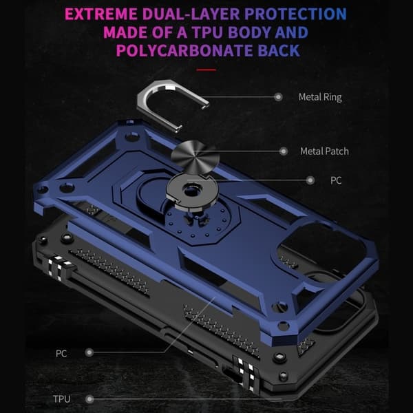 iPhone 14 Plus Skal Shockproof Ring Blå