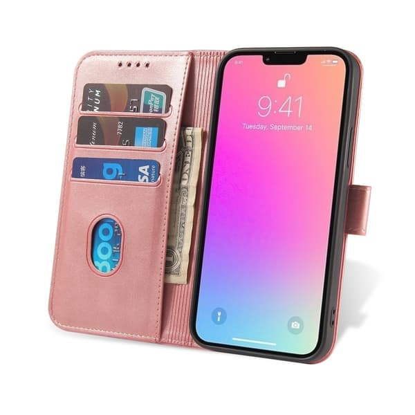 iPhone 13 Pro Max Plånboksfodral Läder Roséguld