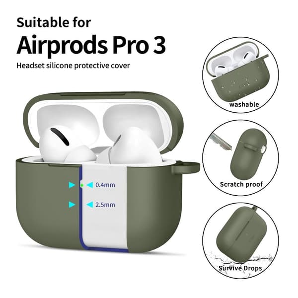 Tech-Protect AirPods Pro 3 Skal Silikon Hook Olive Green