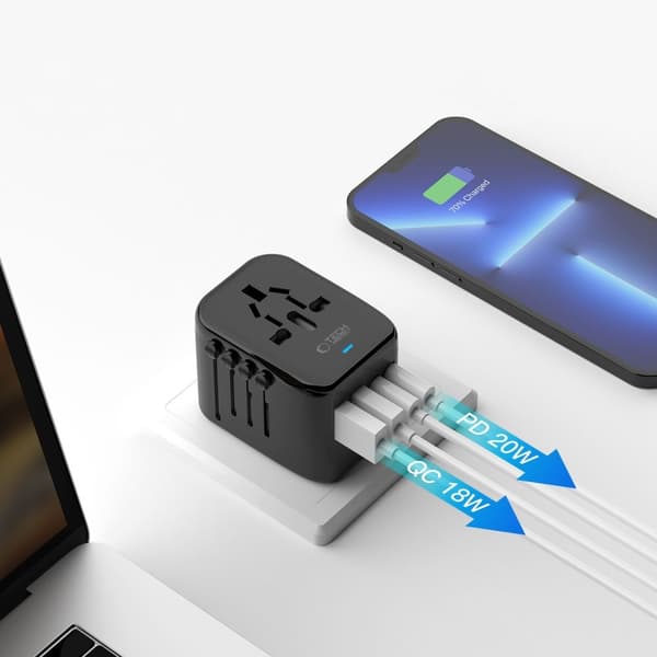 Tech-Protect Reseadapter EU / UK / US / AU Svart