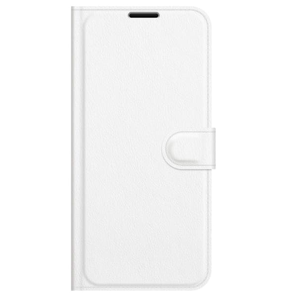 iPhone 13 Pro Max Fodral Litchi Läder Vit