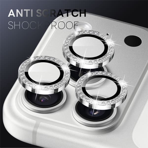 NORTHJO iPhone 17 Pro/17 Pro Max Linsskydd Strass Silver