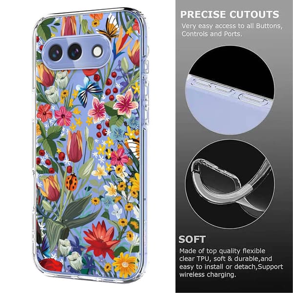 Google Pixel 10a Skal Med Tryck Blommor