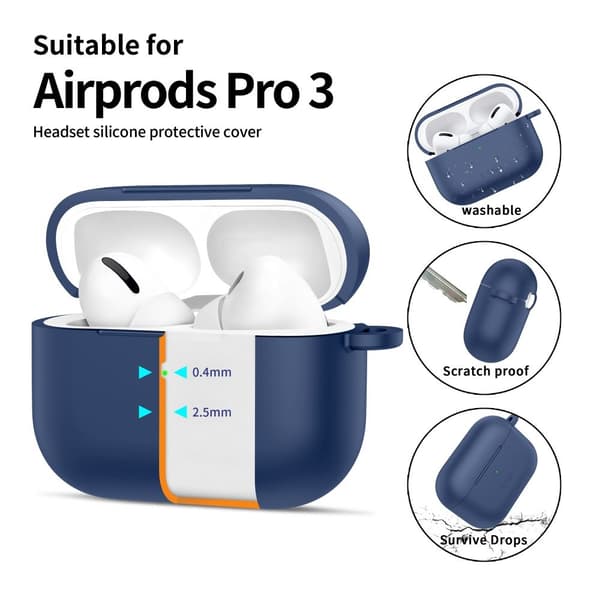Tech-Protect AirPods Pro 3 Skal Silikon Hook Navy Blue