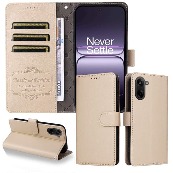 OnePlus Nord CE5 Plånboksfodral Läder Beige