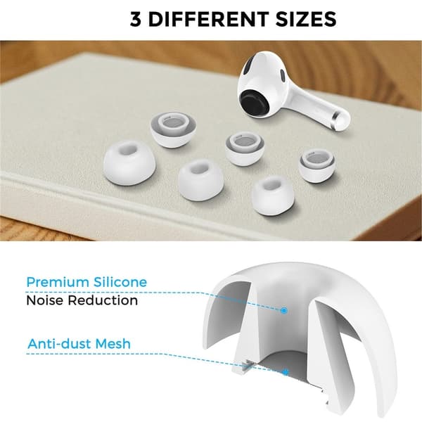 AHASTYLE 3-PACK AirPods Pro 2/1 Öronpluggar Silikon Vit
