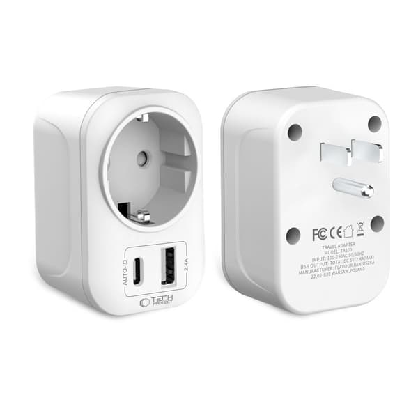 Tech-Protect Reseadapter US Till EU Vit