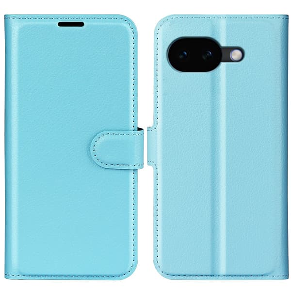Google Pixel 10a Fodral Litchi Läder Blå