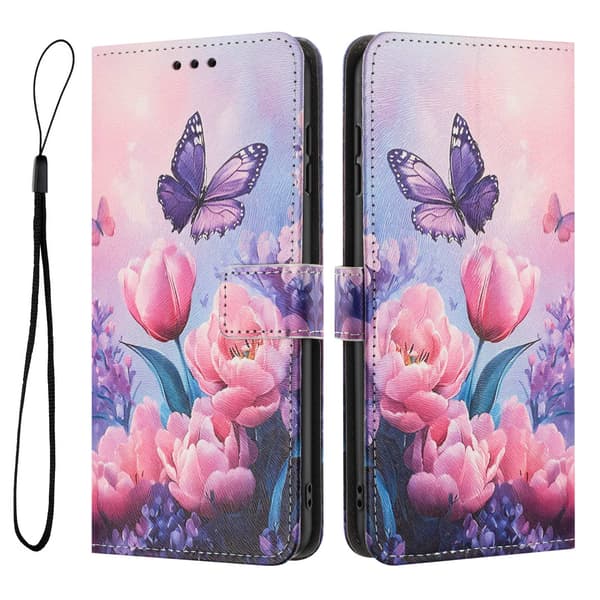 Google Pixel 10a Fodral Med Tryck Rosa Blommor