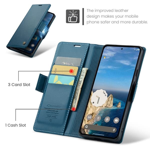 CASEME Google Pixel 9a Fodral RFID Läder Blå